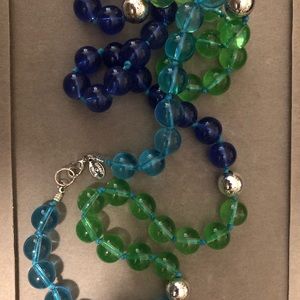 Vintage Robert Rose Glass Bead Necklace Knotted